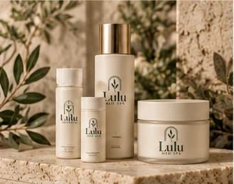Lulu skincare bottles and jar